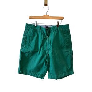 Charter Club chino cotton twill flat front Shorts Seafoam Green 33